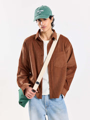 Russet Brown Corduroy Oversized Shirt